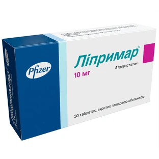 Ліпримар табл. в/плівк. обол. 10 мг блістер №30