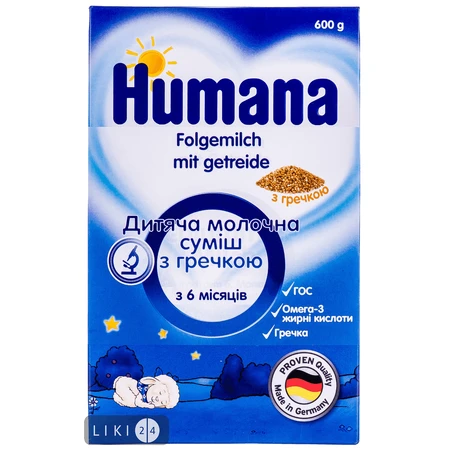 Молочная сухая смесь Humana Сладкие сны с гречкой 600 г : цены и характеристики