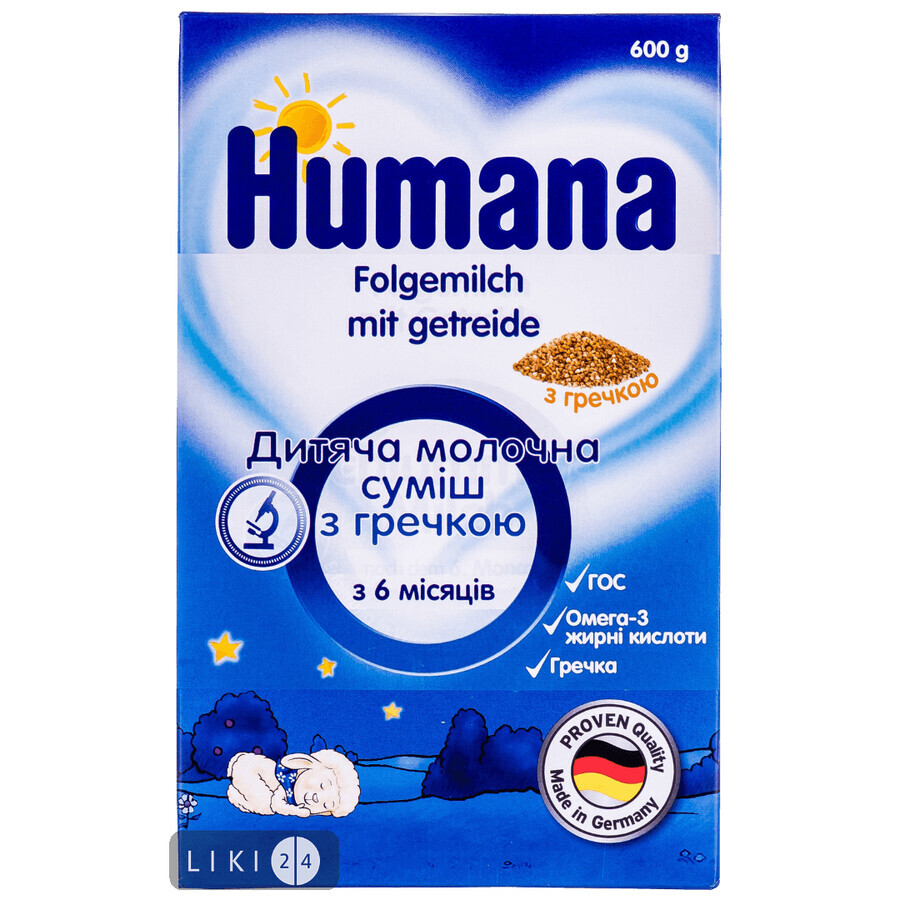 Молочная сухая смесь Humana Сладкие сны с гречкой  600 г : цены и характеристики