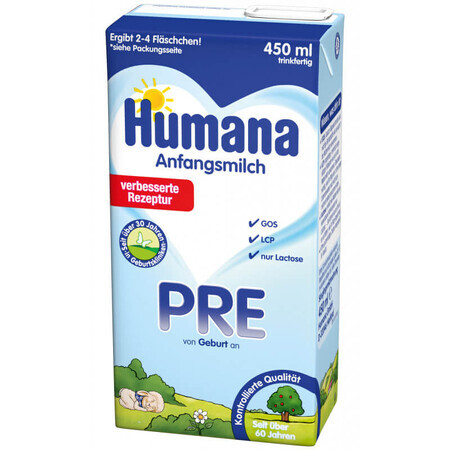 Хумана пре (lcpufa) жидкая детская молочная смесь для детей с рождения до 3 месяцев 450 мл