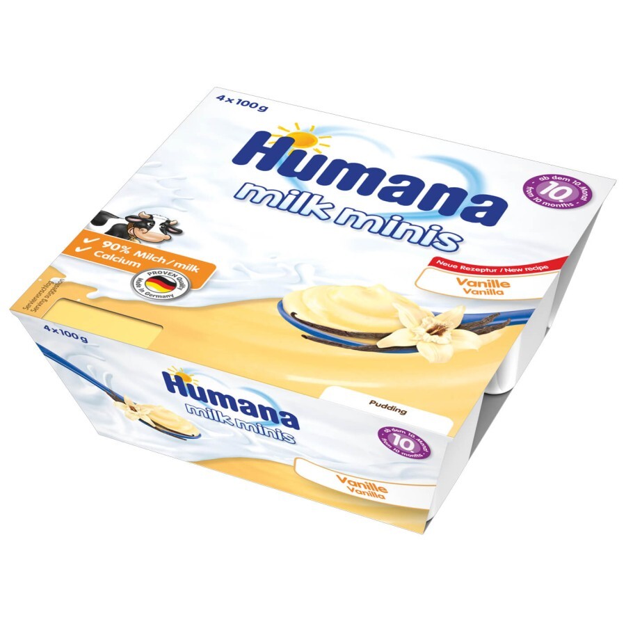 Пудинг Humana Baby Pudding Vanille Ваніль, з 10 місяців, 4х100 г: ціни та характеристики