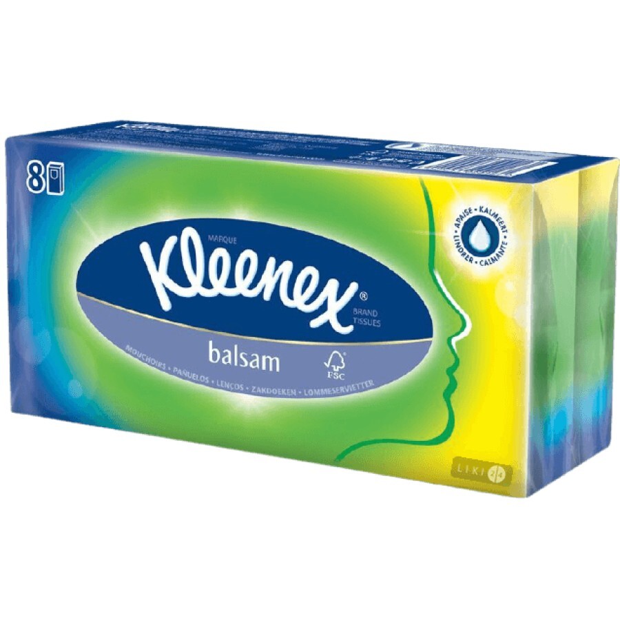 Хустки Kleenex Balsam носові 8х9 шт: ціни та характеристики