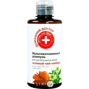 Шампунь мультивітамінний зелений чай+імбир серії "домашній доктор" для частого миття волосся 300 мл