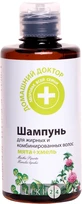 Шампунь м'ята+хміль серії "домашній доктор" для жирного і комбінованого волосся 300 мл