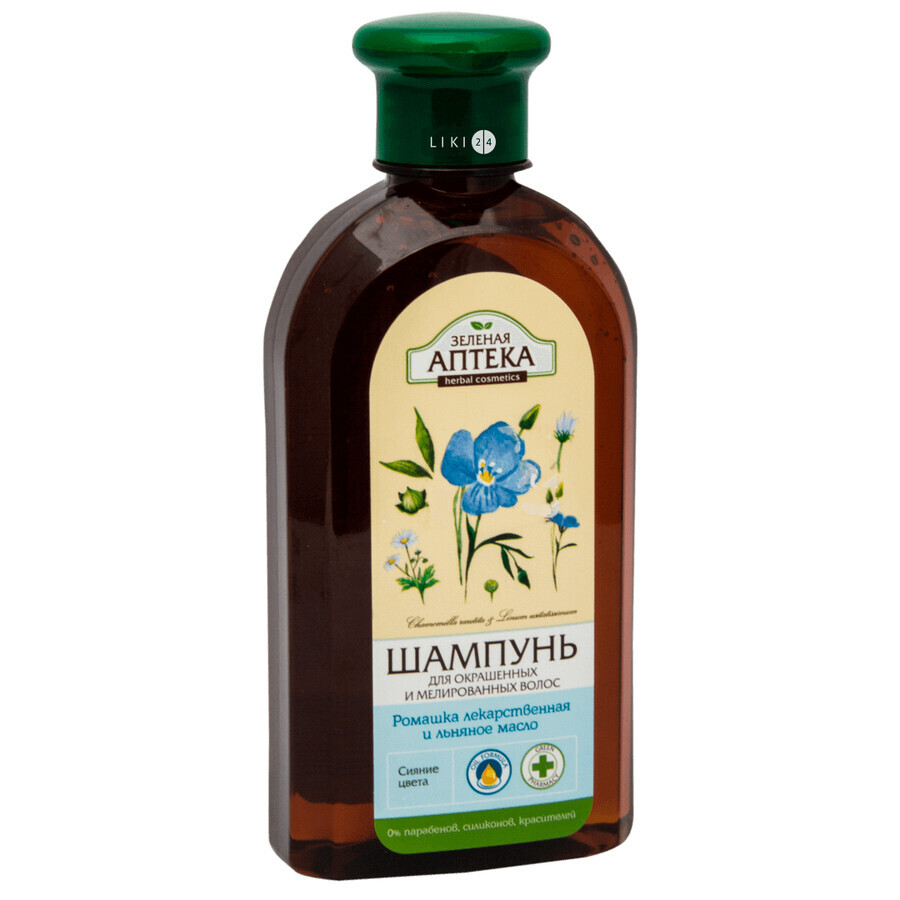 Шампунь Зеленая Аптека Ромашка лекарственная и льняное масло для окрашеныхи мелированых волос, 350 мл: цены и характеристики