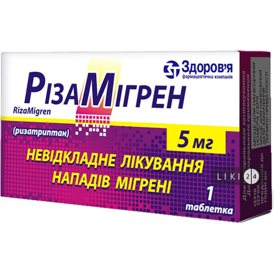 Ризамигрен таблетки 5 мг блистер