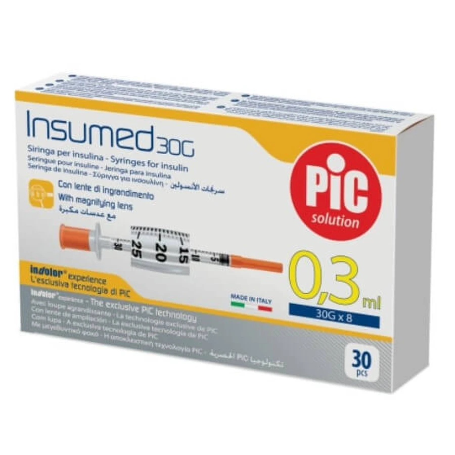 Шприц инсулиновый 0,3 мл Insumed 30G (0,30 х 8 мм) №30: цены и характеристики