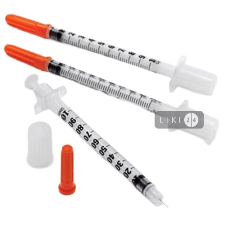 Шприц инсулиновый Medicare U-100 3-компонентный с иглой 0.33 х 13 мм 1 мл 1 шт