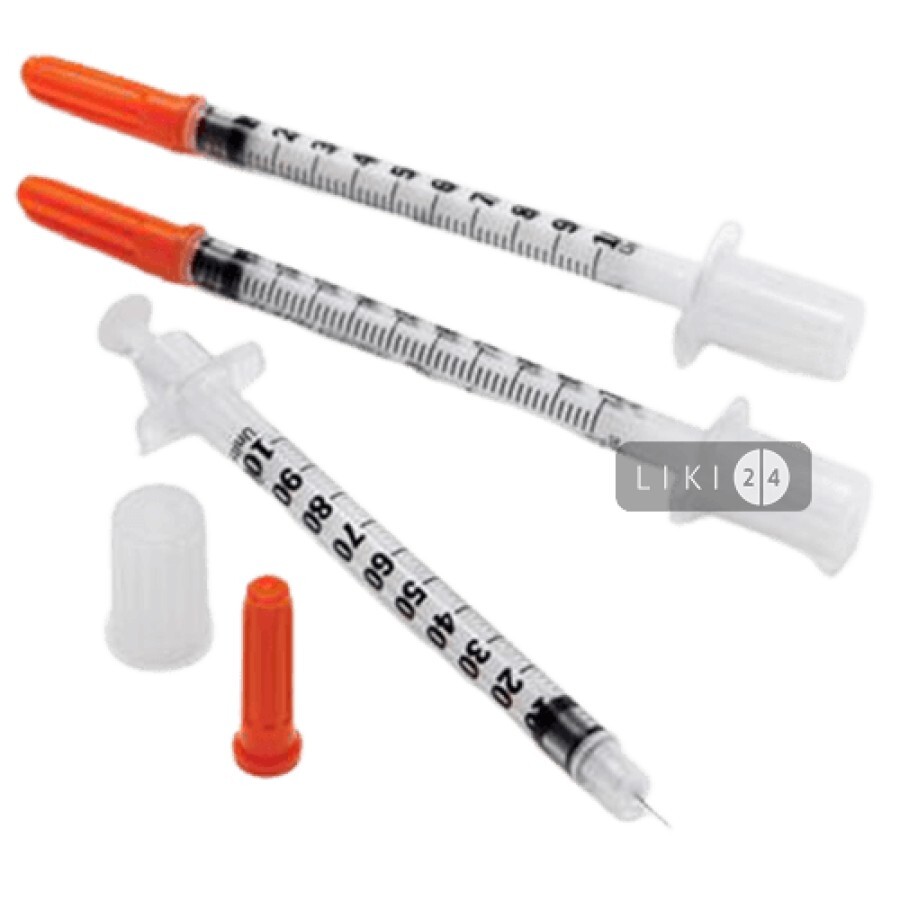 Шприц инсулиновый Medicare U-100 3-компонентный с иглой 0.33 х 13 мм 1 мл 1 шт: цены и характеристики