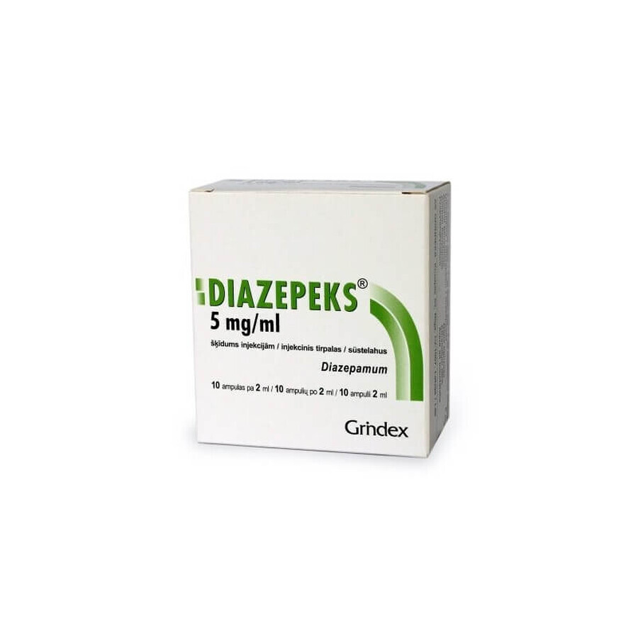 Диазепекс р-н д/ін. 5 мг/мл амп. 2 мл №10: ціни та характеристики