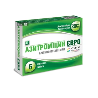 Азитромицин евро табл. п/о 250 мг блистер №6