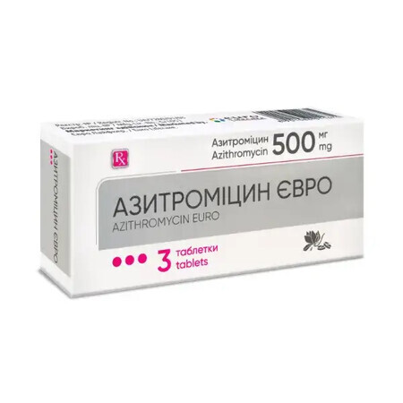 Азитромицин Евро табл. п/о 500 мг блистер №3