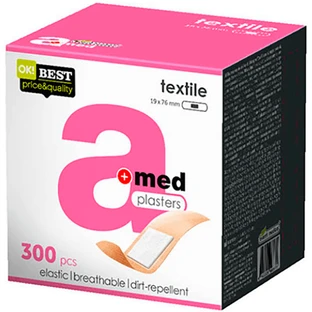 Пластир медичний A-med Textile бактерицидний на текстильній основі 19х76мм, 300 штук