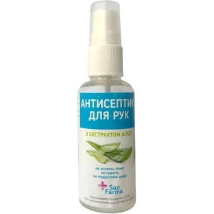 Антисептик San Farma для рук с алоэ и 0,05% хлоргексидином, 50 мл