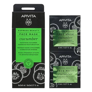 Маска для лица Apivita Express Beauty Интенсивное увлажнение с огурцом, 2 шт. по 8 мл