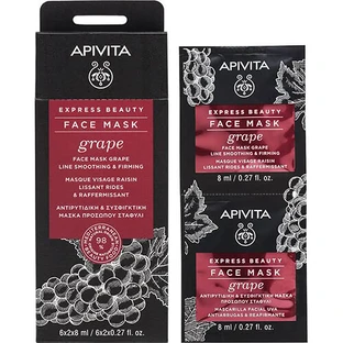 Apivita Express Beauty маска для кожи вокруг глаз с виноградом Разглаживание морщин, 2 шт. по 8 мл