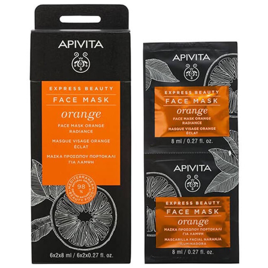 Маска для обличчя Apivita Express Beauty Освітлювальна з апельсином 2 шт. по 8 мл: ціни та характеристики