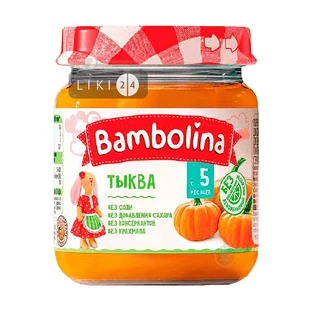 Детское овощное пюре Bambolina Тыква с 5 месяцев 100 г