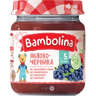 Пюре Bambolina Яблоко-черника, 100 г, с 5 месяцев