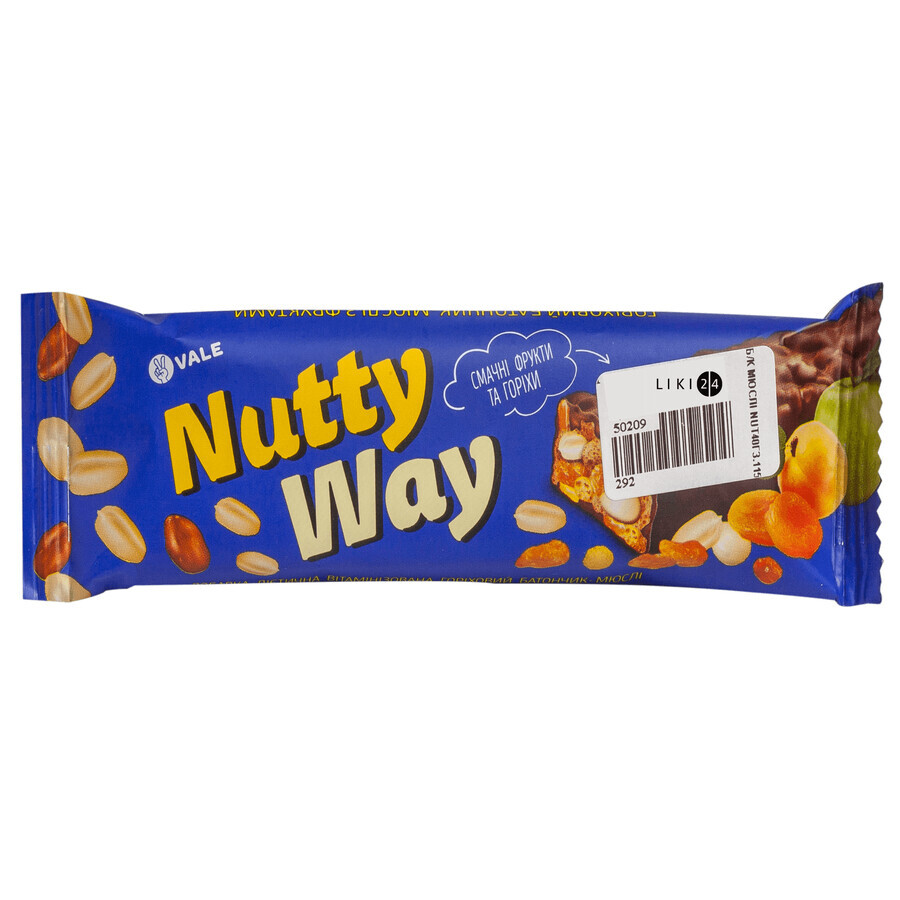 Батончик-мюсли Nutty Way ореховый с фруктами глазированный 40 г: цены и характеристики