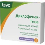 Диклофенак-Тева р-н д/ін. 75 мг/3 мл амп. 3 мл №5: ціни та характеристики