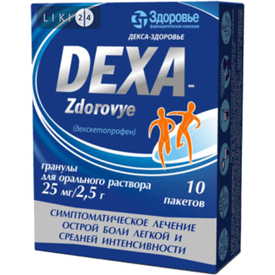 Декса гран. 25 мг/2,5 г пакет 2,5 г №10: ціни та характеристики