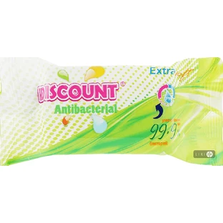 Серветки вологі Discount Extra з екстрактом алое антибактеріальні 15 шт