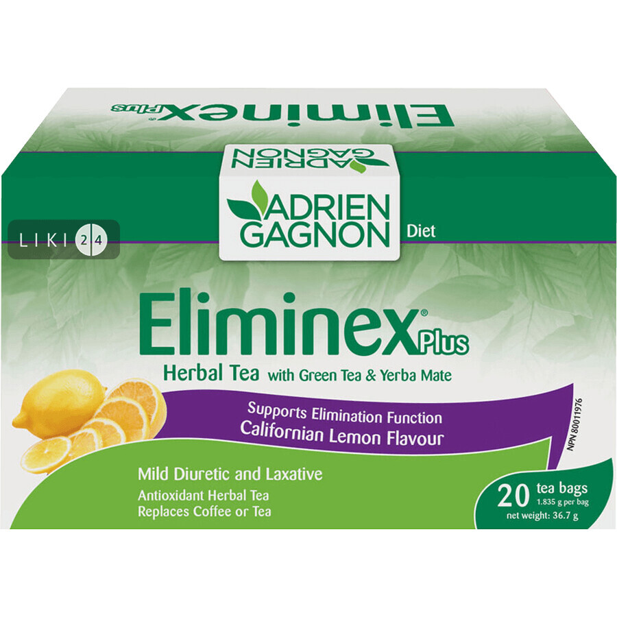 Елімінекс чай пакет, лимон №20: ціни та характеристики