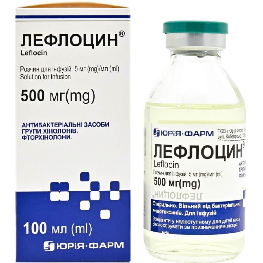 Лефлоцин р-н д/інф. 5 мг/мл пляшка 100 мл: ціни та характеристики