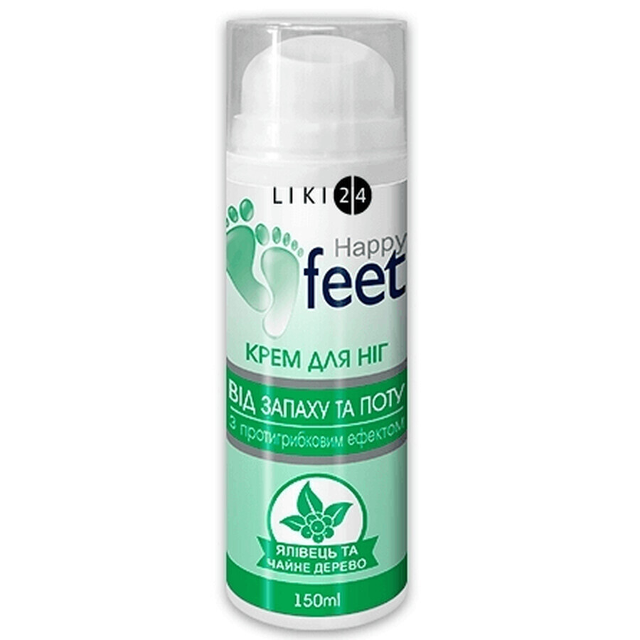Крем для ніг Happy Feet Ялівець і чайне дерево проти запаху та поту з протигрибковим ефектом 150 мл: ціни та характеристики