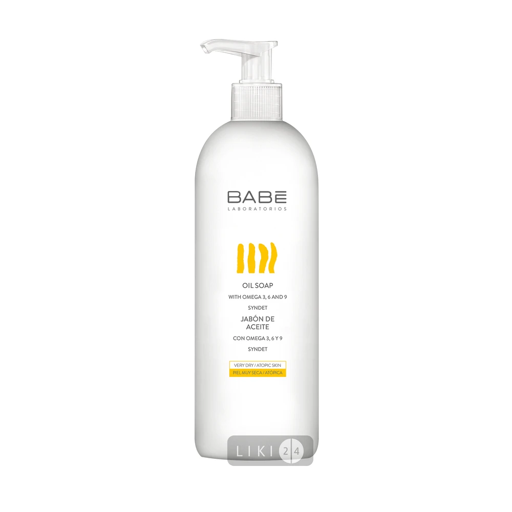 Рідке мило Babe Laboratorios на масляній основі для сухої і атопічною шкіри, 500 мл: ціни та характеристики