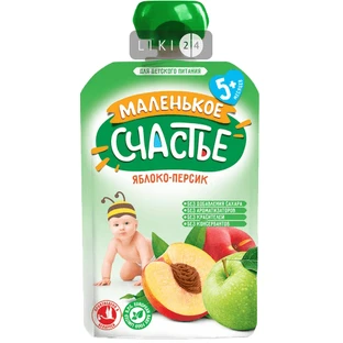 Маленьке щастя консерви 90 г, пюре яблуко-персик