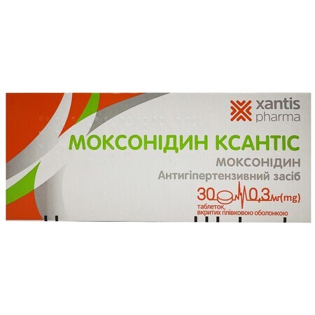 Моксонідин Ксантіс  0,3 мг таблетки, вкриті плівковою оболонкою, блістер, №30
