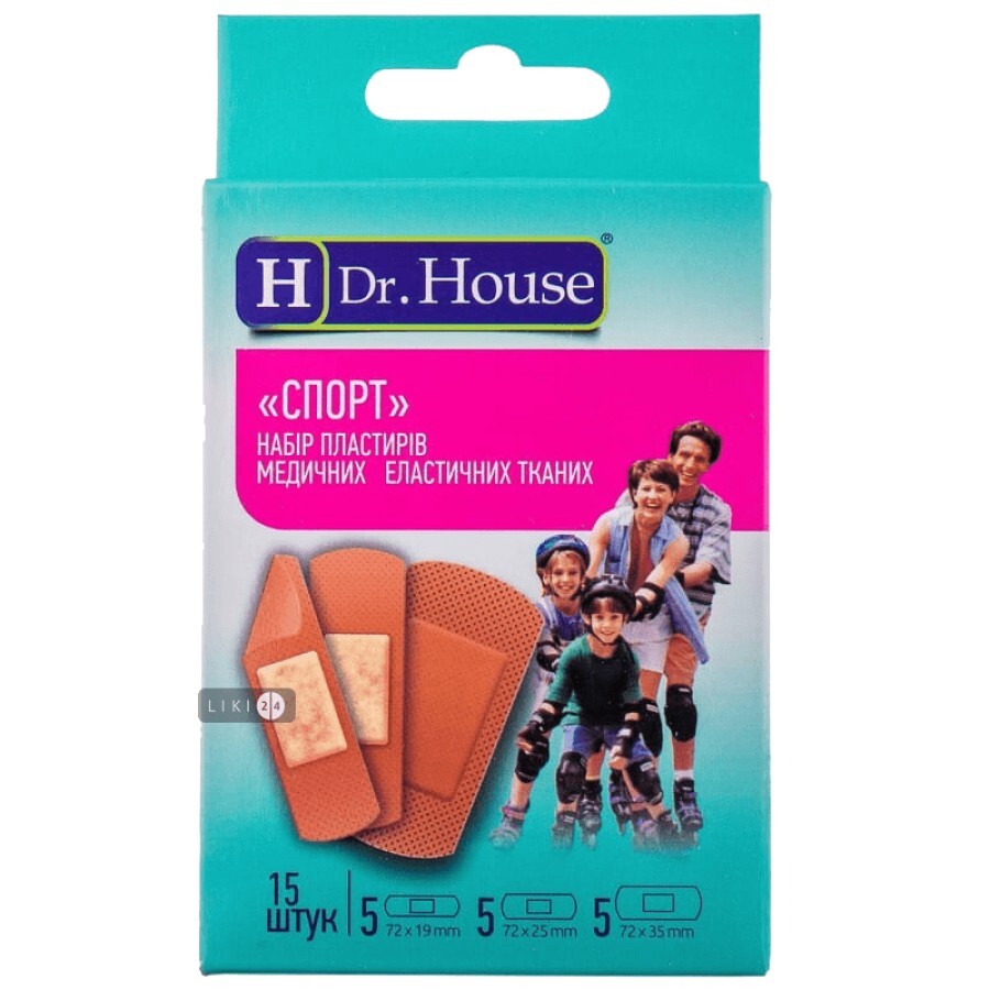 Набор пластырей Dr. House Спорт эластичный тканевой 15 шт: цены и характеристики