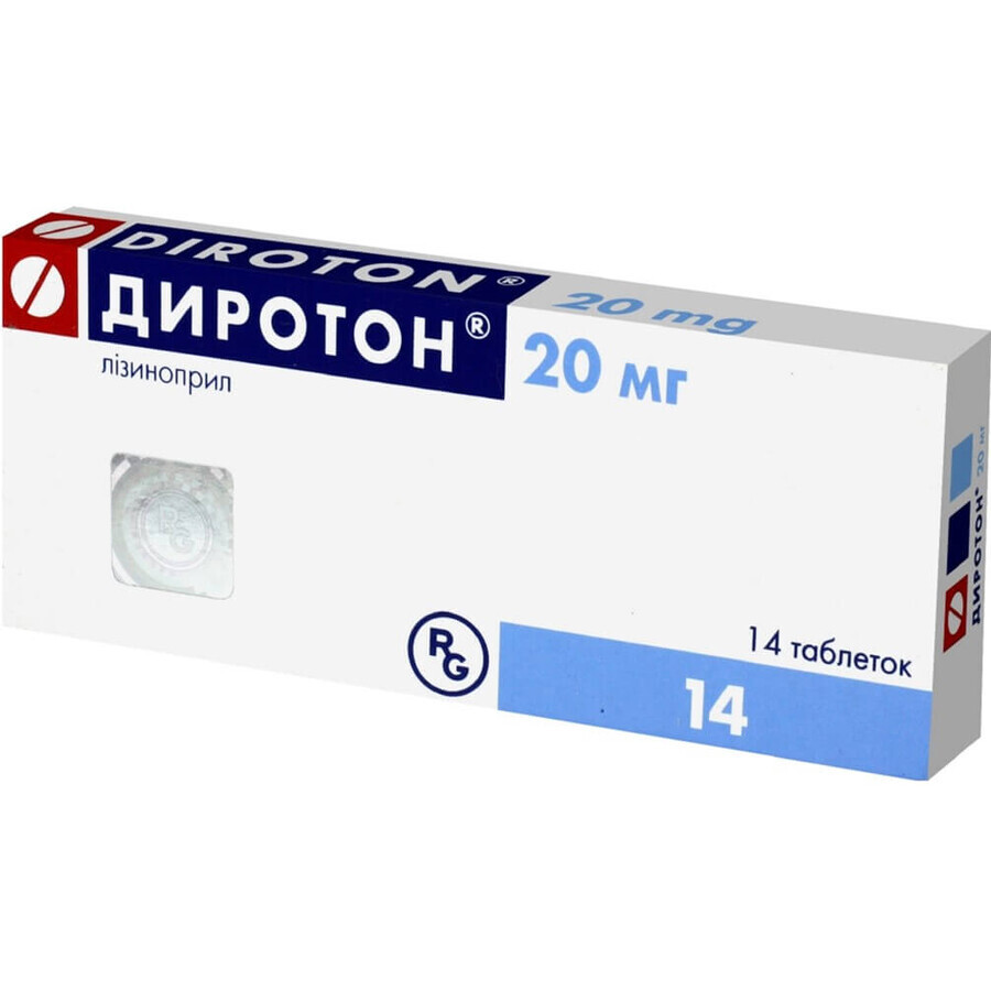 Диротон табл. 20 мг блістер №14: ціни та характеристики