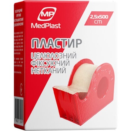 Пластырь MP Medplast медицинский хирургический нестерильный целлюлозный нетканый, 2,5 х 500 см