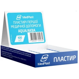 Набір пластирів першої медичної допомоги MedPlast Aqua 1.9 см х 7.2 см, 100 шт.