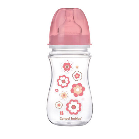 Пляшка антиколькова Canpol Babies EasyStart Newborn baby Рожеві квіти з широким отвором 240 мл 35/217