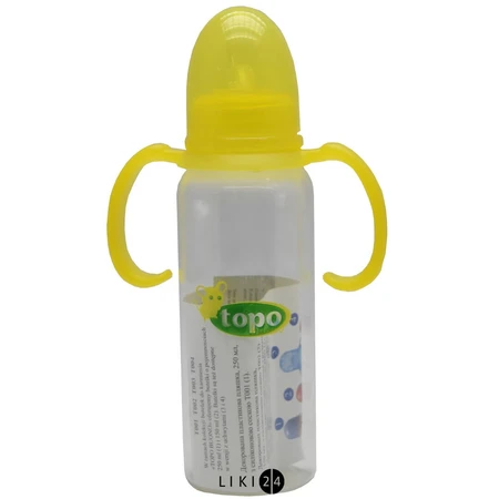 Бутылочка пластмассовая Topo Buono с силиконовой соской и ручками 250 мл Т003: цены и характеристики