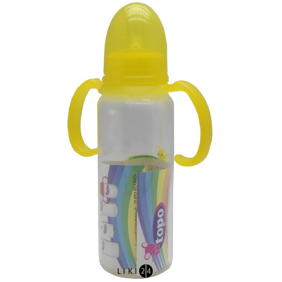 Пляшка пластмасова Topo Buono з силіконовою соскою та ручками 250 мл Т003: ціни та характеристики