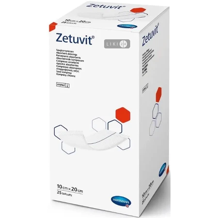 Пов'язка сорбційна zetuvit 10 см х 20 см 25шт: ціни та характеристики