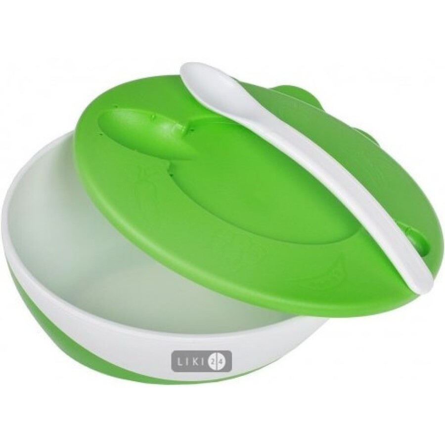 Посуд Canpol 31/406 тарілка з ложкою, зелений: ціни та характеристики
