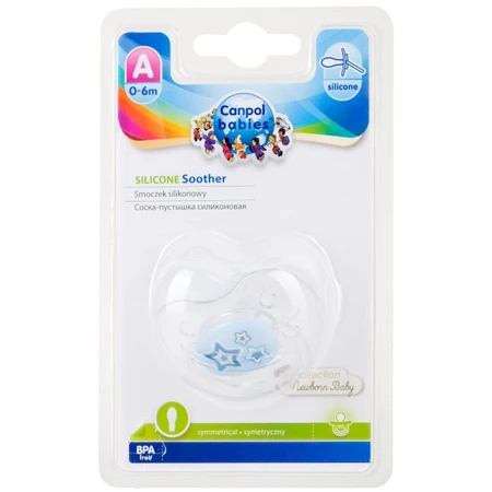 Пустушка силіконова Canpol Babies Newborn baby симетрична 22/580_blu, 0-6 місяців, 1 штука: ціни та характеристики
