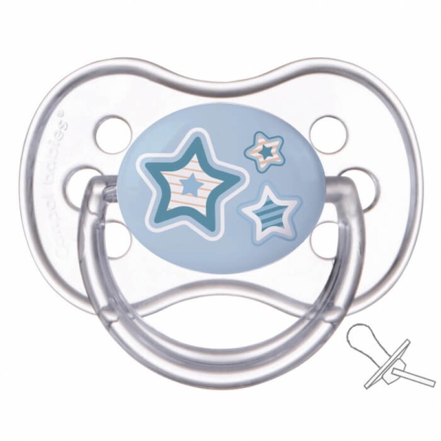 Пустушка 22/581, 6-18 міс., сині зірки Newborn baby, силікон., симетр.: ціни та характеристики