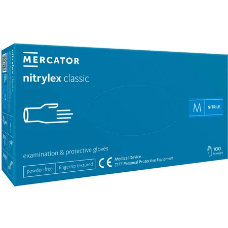 Перчатки смотровые Mercator Medical Nitrylex Classic нитриловые неопудреные, размер M, нестерильные, пара: цены и характеристики
