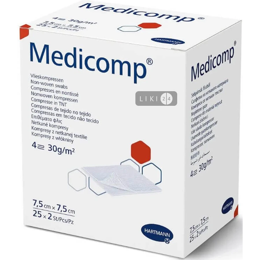 Салфетка из нетканого материала medicomp 7,5 см х 7,5 см №2: цены и характеристики