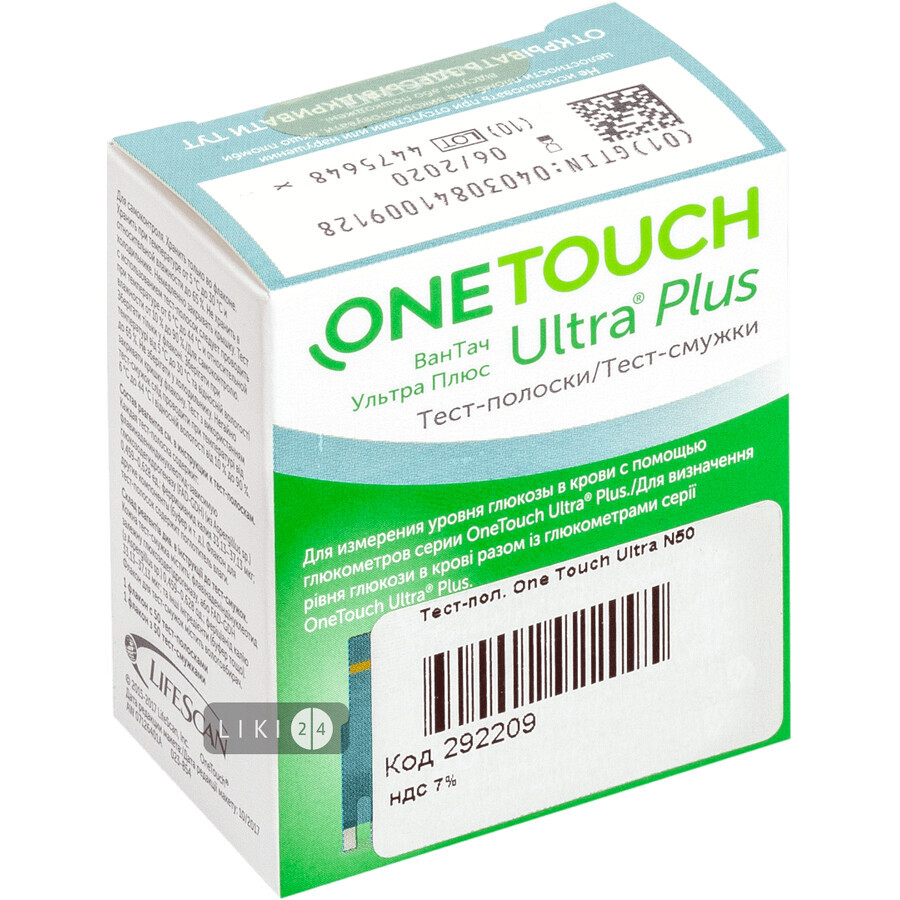 Тест-полоски для глюкометра One Touch Ultra Plus №50: цены и характеристики