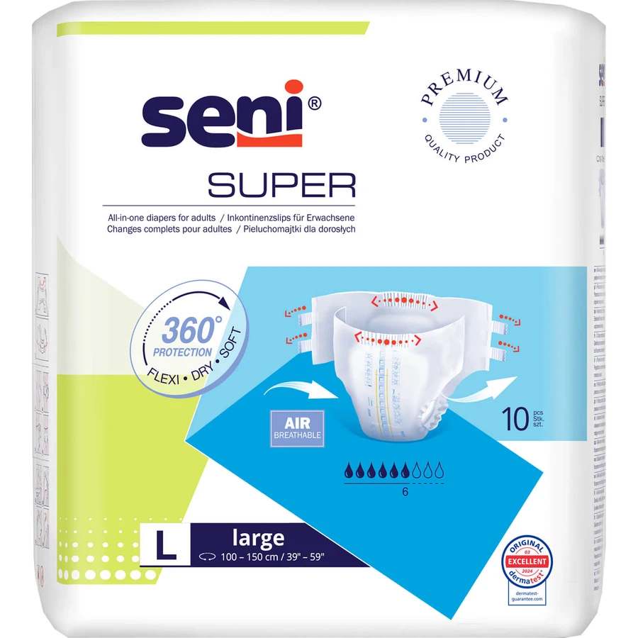 Підгузки для дорослих Seni (Сені) Super Large (Супер Ладж) AIR розмір L/3 10 шт : ціни та характеристики