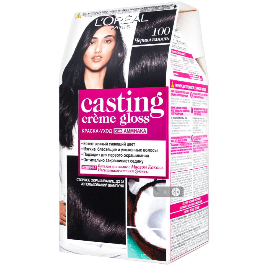 Краска для волос L'Oreal Paris Casting Creme Gloss 100, черная ваниль: цены и характеристики