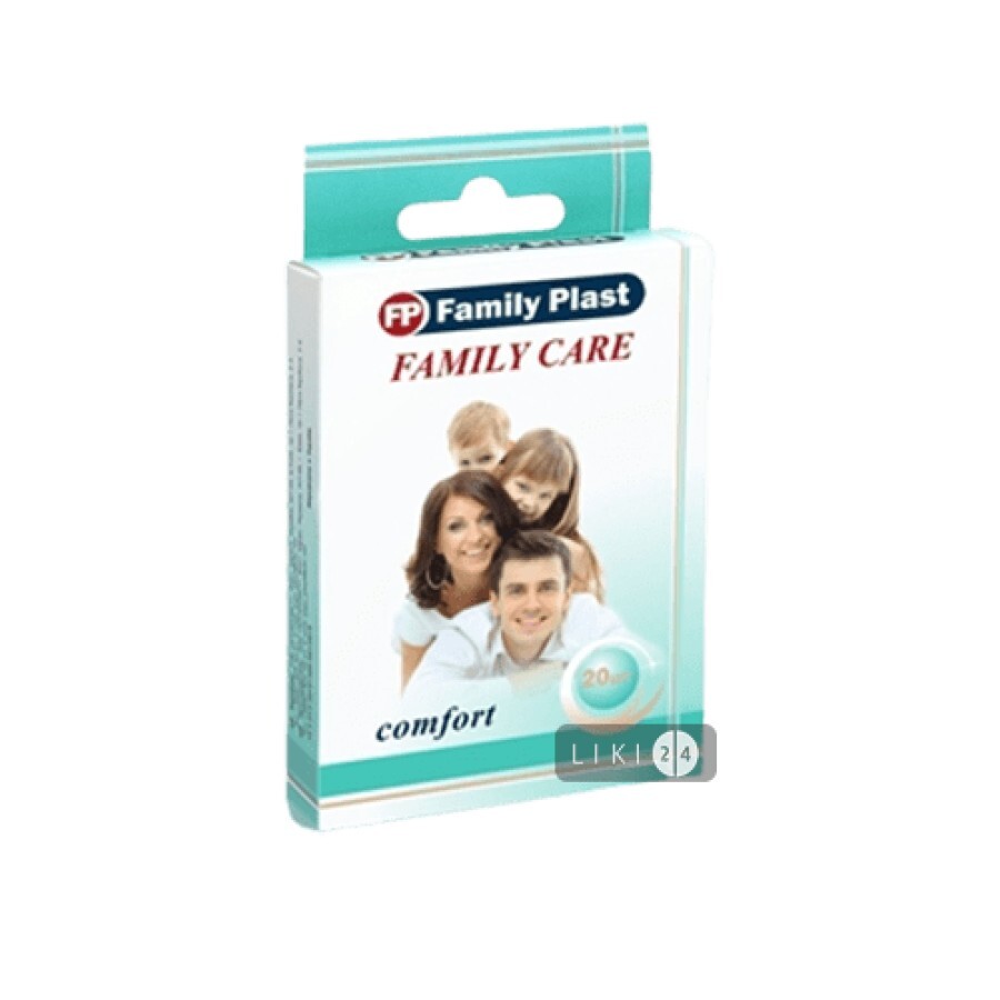 Набор пластырей медицинских Family Plast Family Care бактерицидных, 20 шт: цены и характеристики
